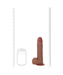 Realrock 8 In. Vibrating And Rotating Cock With Balls Regular Straight Tan