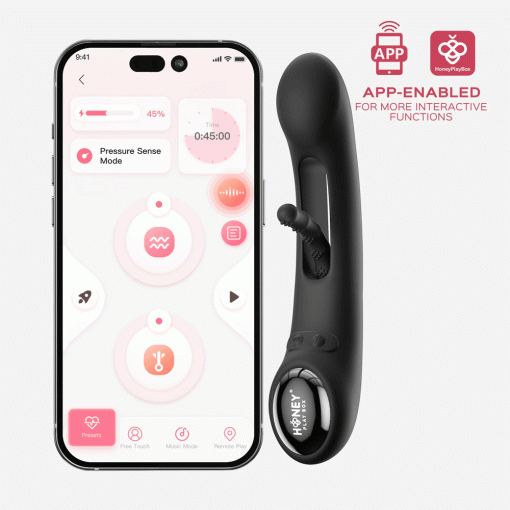 Honey Play Box Tempo Pressure Sensing App-Controlled Tapping G-Spot Vibrator Black - Image 3