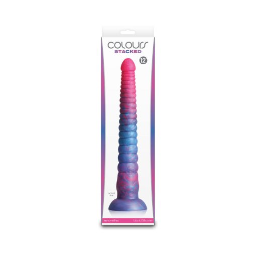 Colours Stacked 12 In. Dildo Pink/Blue