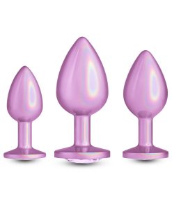 Rear Assets 3-Piece Metal Plug Kit Iridescent Pink With Pink Gem