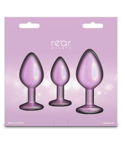 Rear Assets 3-Piece Metal Plug Kit Iridescent Pink With Pink Gem