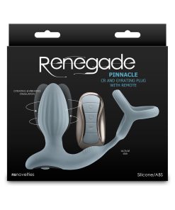Renegade Pinnacle Rechargeable Cockring And Gyrating Plug With Remote Gray