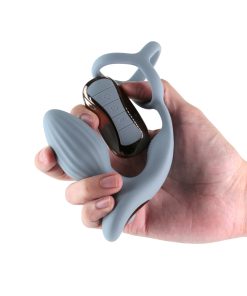 Renegade Pinnacle Rechargeable Cockring And Gyrating Plug With Remote Gray