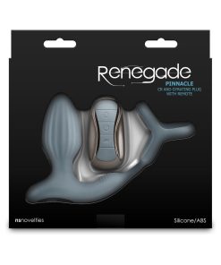 Renegade Pinnacle Rechargeable Cockring And Gyrating Plug With Remote Gray