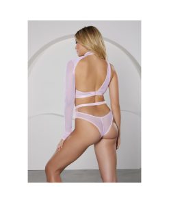 Allure Modern Muse Halter & Panty With Collar Sleeve Pink S - Hanging