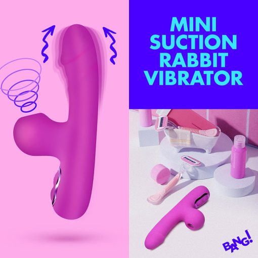 Bang! Mini Suction Rabbit Vibrator – Dual Stimulation (Purple, Rechargeable) - Image 10