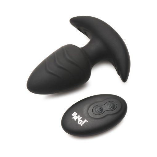 Bang! Rotating & Vibrating Silicone Butt Plug With Remote Black - Image 3