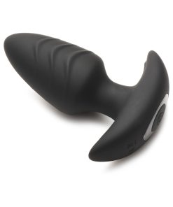 Bang! Rotating & Vibrating Silicone Butt Plug With Remote Black
