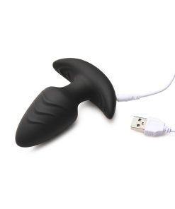 Bang! Rotating & Vibrating Silicone Butt Plug With Remote Black