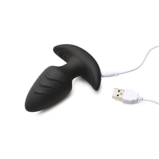 Bang! Rotating & Vibrating Silicone Butt Plug With Remote Black - Image 5