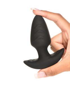 Bang! Rotating & Vibrating Silicone Butt Plug With Remote Black