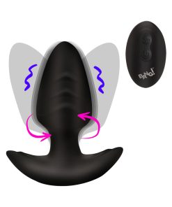 Bang! Rotating & Vibrating Silicone Butt Plug With Remote Black