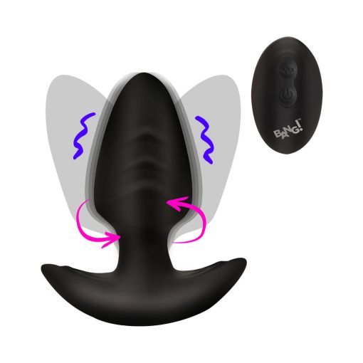 Bang! Rotating & Vibrating Silicone Butt Plug With Remote Black - Image 8