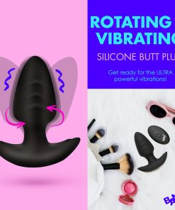 Bang! Rotating & Vibrating Silicone Butt Plug With Remote Black