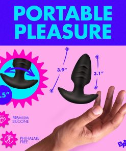 Bang! Rotating & Vibrating Silicone Butt Plug With Remote Black