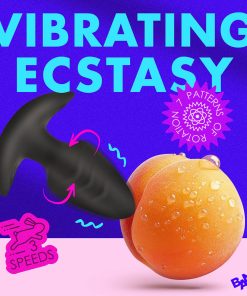 Bang! Rotating & Vibrating Silicone Butt Plug With Remote Black