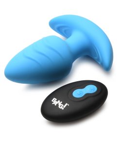 Bang! Rotating & Vibrating Silicone Butt Plug With Remote Blue