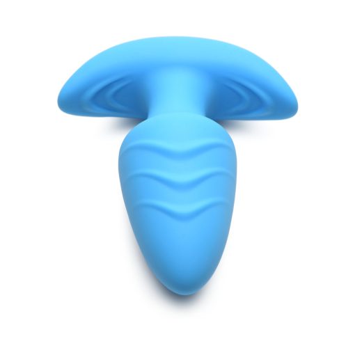 Bang! Rotating & Vibrating Silicone Butt Plug With Remote Blue - Image 4
