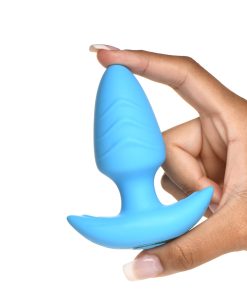 Bang! Rotating & Vibrating Silicone Butt Plug With Remote Blue