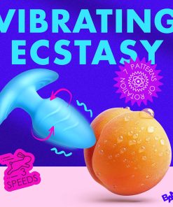 Bang! Rotating & Vibrating Silicone Butt Plug With Remote Blue