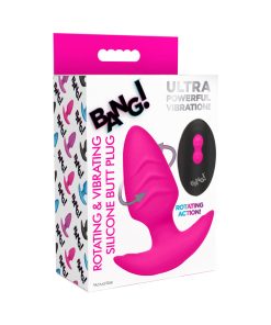 Bang! Rotating & Vibrating Silicone Butt Plug With Remote Pink