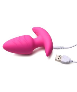 Bang! Rotating & Vibrating Silicone Butt Plug With Remote Pink