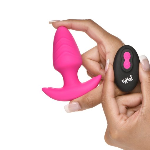 Bang! Rotating & Vibrating Silicone Butt Plug With Remote Pink - Image 6