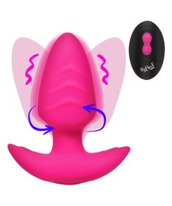 Bang! Rotating & Vibrating Silicone Butt Plug With Remote Pink
