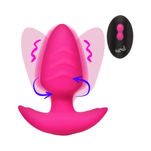 Bang! Rotating & Vibrating Silicone Butt Plug With Remote Pink - Image 8