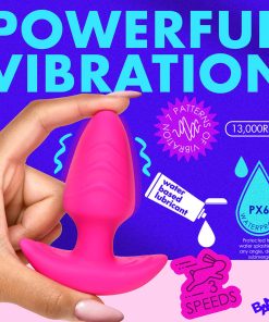 Bang! Rotating & Vibrating Silicone Butt Plug With Remote Pink