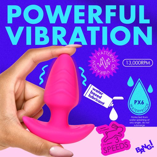 Bang! Rotating & Vibrating Silicone Butt Plug With Remote Pink - Image 10
