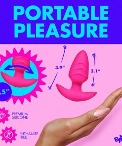 Bang! Rotating & Vibrating Silicone Butt Plug With Remote Pink