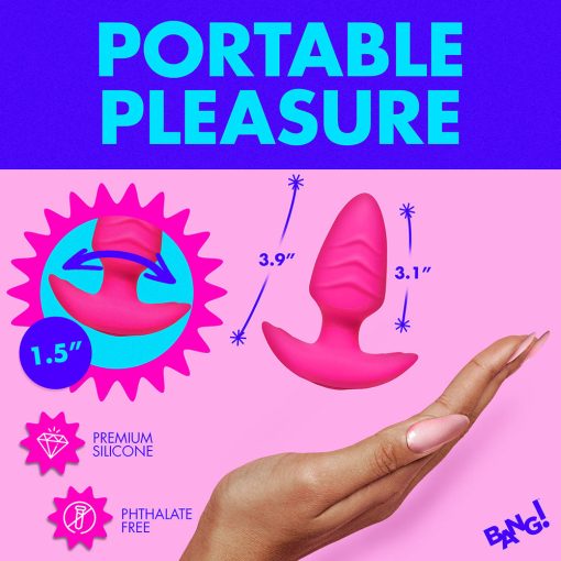 Bang! Rotating & Vibrating Silicone Butt Plug With Remote Pink - Image 11