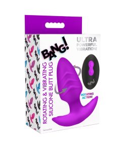 Bang! Rotating & Vibrating Silicone Butt Plug With Remote Purple