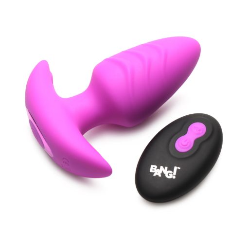 Bang! Rotating & Vibrating Silicone Butt Plug With Remote Purple - Image 2