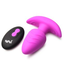 Bang! Rotating & Vibrating Silicone Butt Plug With Remote Purple