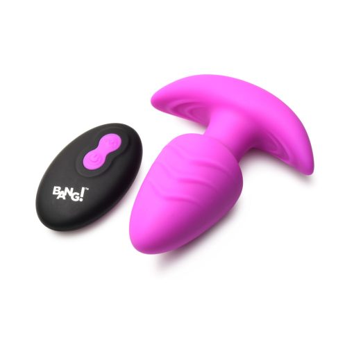 Bang! Rotating & Vibrating Silicone Butt Plug With Remote Purple - Image 3