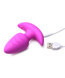 Bang! Rotating & Vibrating Silicone Butt Plug With Remote Purple