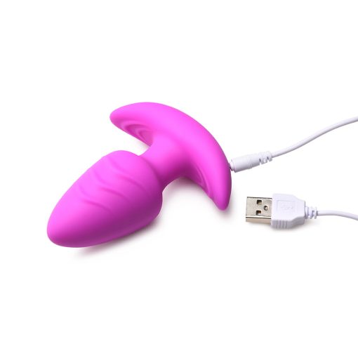 Bang! Rotating & Vibrating Silicone Butt Plug With Remote Purple - Image 5
