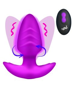 Bang! Rotating & Vibrating Silicone Butt Plug With Remote Purple