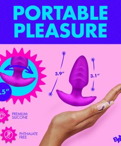 Bang! Rotating & Vibrating Silicone Butt Plug With Remote Purple