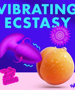 Bang! Rotating & Vibrating Silicone Butt Plug With Remote Purple