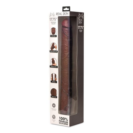 Jock Real Skin 17.75 In. Double Dildo Dark