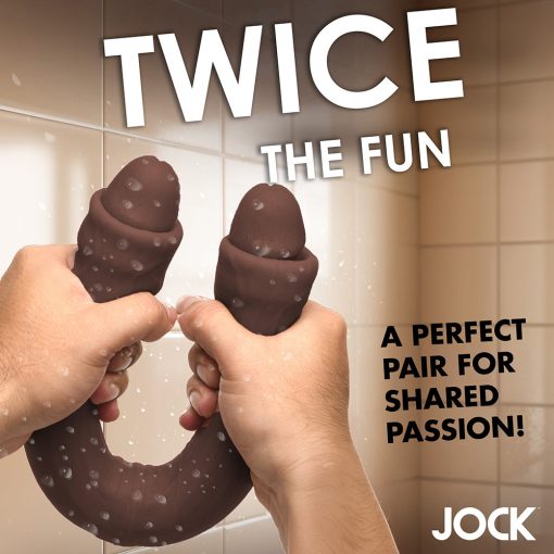 Jock Real Skin 17.75 In. Double Dildo Dark - Image 7