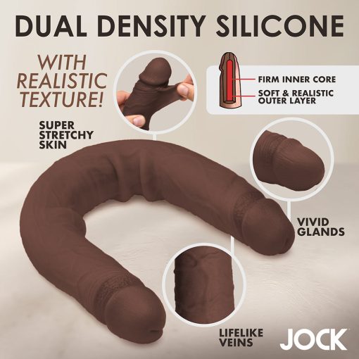 Jock Real Skin 17.75 In. Double Dildo Dark - Image 8