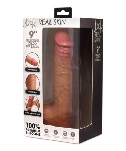 Jock Real Skin 9 In. Silicone Dildo With Balls Medium