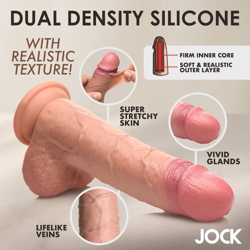 Jock Real Skin 9 In. Silicone Dildo With Balls Medium - Image 12