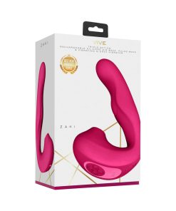 Vive Zaki Rechargeable Silicone Airwave Pulse Wave Vibrating G-Spot Vibrator Pink