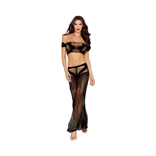 Dreamgirl Bandeau Bralette And Maxi Skirt Set Black O/S