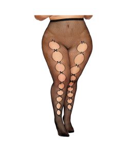 Dreamgirl Fishnet Pantyhose With Cut-Out Details Black Queen Size